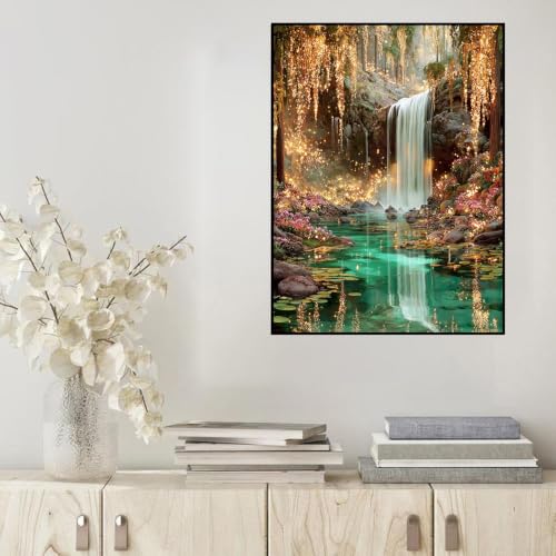 HHMATITS Waterfall Landscape Diamond Art Kits for Adults - color: Waterfall
