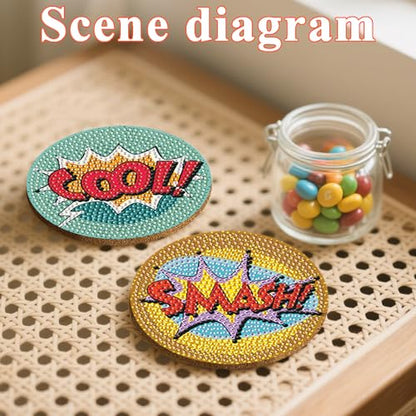 DOTSOPS 6 Pack Small Diamond Art Coasters Kits with Holder for Adults 4 in - color: Ealphabet