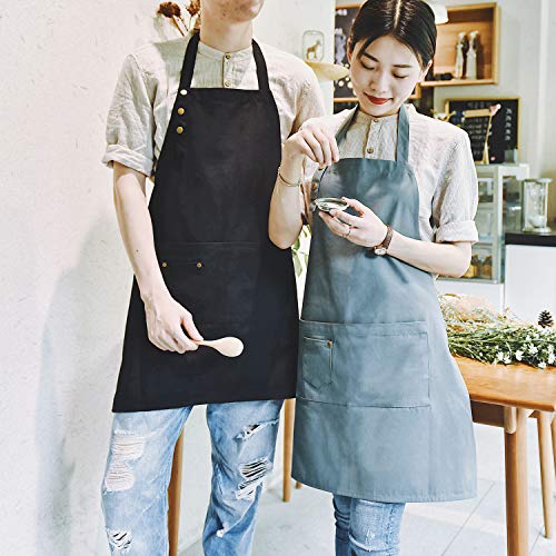 Art & Kitchen Apron for Painting Pottery Cooking, Waterproof | Apron for Men Women with Pockets, Adjustable Snap Strap, Canvas Cotton, Smock Bib Apron for Artist Ceramics Chef, Green - color: Green
