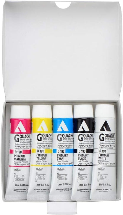 Holbein Acryla Gouache 20ml Primary Mixing Colors Set of 5