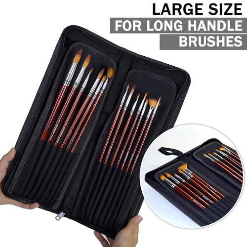 DUGATO Long Brush Holder & Organizer, Canvas Case 5.7 x 14.8 in, Black (Pack of 2) - color: Black, size: Large 5.7x14.8 inches (Pack of 2)