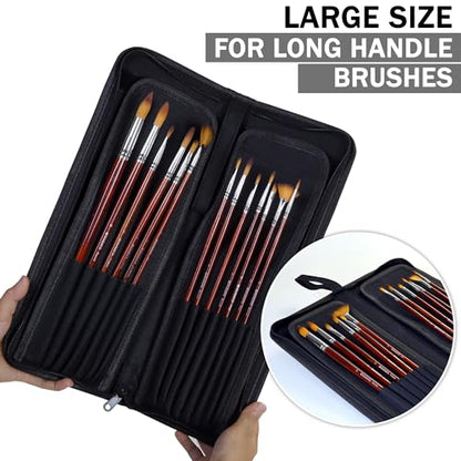 DUGATO Long Brush Holder & Organizer, Canvas Case 5.7 x 14.8 in, Black (Pack of 2) - color: Black, size: Large 5.7x14.8 inches (Pack of 2)