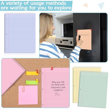 10 Packs 8.5 x 11 inch Top Spiral Notebook with 3 Hole Punched Legal Pads 40 Sheets College Ruled Notepad Hard Cardboard Paper Wirebound Pads for Business School Office Home Supplies (Pastel) - color: Pastel