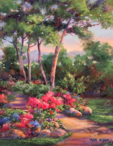 DIAMOND ART CLUB Bibler Garden Path Diamond Art Kits for Adults | Premium Diamond Painting Kit, Fun DIY Crafts for Adults, Round Diamond Art Canvas, 13" x 17" (33 x 42.7 cm) - color: Bibler Garden Path