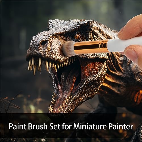 UNIMEIX Dry Brush Miniature Painting Drybrush Detail Paint Brush Set Hobby Detail Blending Brushes for Effortless Watercolor Brushes Scale Model Painting (12 Pack) - color: White