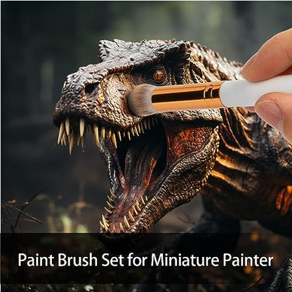 UNIMEIX Dry Brush Miniature Painting Drybrush Detail Paint Brush Set Hobby Detail Blending Brushes for Effortless Watercolor Brushes Scale Model Painting (12 Pack) - color: White