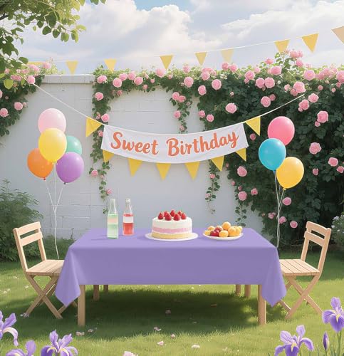 HEIPINIUYE 2 Pack Light Purple Tablecloth Disposable 54 x 108 Inch Lavender Plastic Table Cloth Disposable Waterproof Rectangle Table Cover for Party Birthday Camping Picnic Tablecloths - color: Lavender Tablecloth Plastic, size: 2 Pack