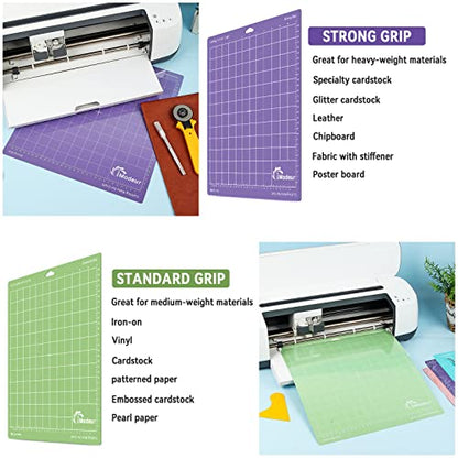 IModeur 10 Pack Cutting Mats -12"x12" Cutting Mats for Cutting machine Accessories - Mats for Explore Air 2/ Maker 2/3 - size: 10 Pack/12x12/Green Blue Purple Pink