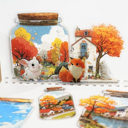 90 Pcs Oil Painting Scenery PET Stickers for Scrapbooking - color: World in a Bottle Series