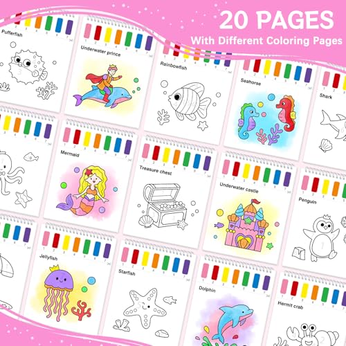 SOCOLER Paint with Water Coloring Books for Kids & Toddlers, Sea World | Mess Free Watercolor Painting Set, Water Color Painting Book,Craft Art Kit, Boys & Girls Birthday Gift, Travel Activity Toy - style: Sea World