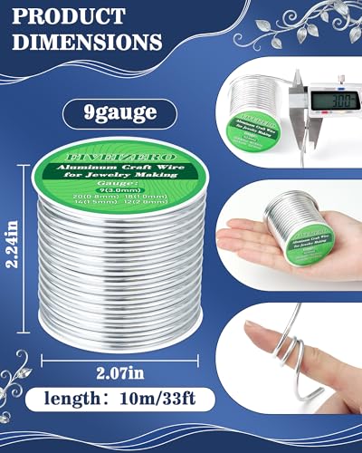 FIVEIZERO 9 Gauge Wire Aluminum Craft Wire,33ft Sliver Jewelry Wire - size: 9 Gauge