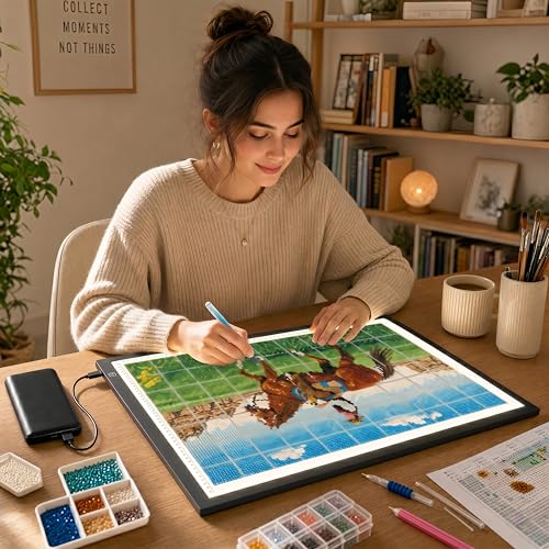 A2 Extra Large Tracing LED Light Pad for Diamond Art, Sketching, Painting - Adjustable Brightness, Sketching, Tracing - USB Powered DIY Diamond Art Light Box - No mesh No dot - size: A2 Premium