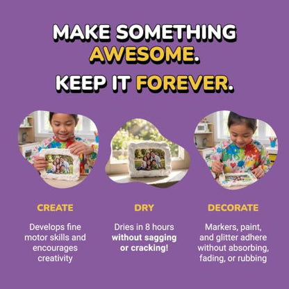 Air Dough White Ultra-Light Air Dry Modeling Dough for Kids, Mess-Free | Mess-Free Modeling Dough Kit That Won't Stick to Carpet and Air-Dries to a Keepsake, Resealable Bag Plus Tutorial Videos - color: White