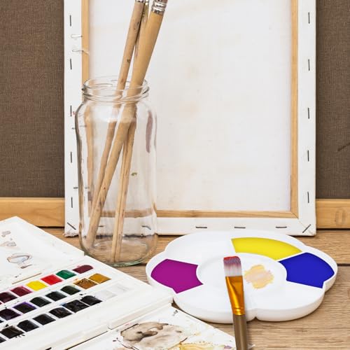 2pcs Paint Tray Palette Plastic 7-Well Watercolor Palette Flower White Painting Tray for Watercolor Create DIY Craft Professional Art Painting Acrylic Painting Gouache
