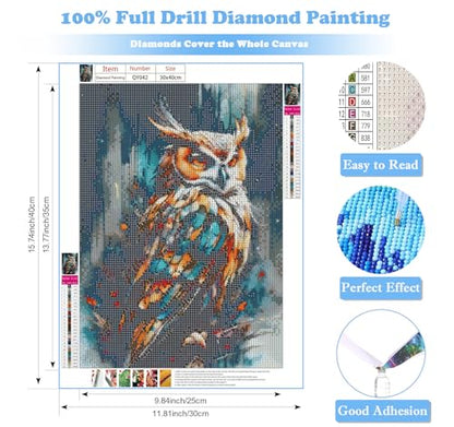 Rekxtmo Owl Diamond Art Kits for Adults, Owl 5D Diamond Painting Kits - color: QY042