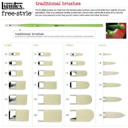 Liquitex Professional Freestyle Traditional Brush 4-Piece Set | Sustainable Synthetic Brush Bristles Retain Their Shape, Non-Slip Ergonomic Handles, Rustproof Stainless Steel Ferrule - size: Set, style: 4 - Piece Set