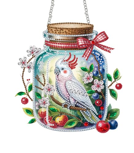 SKRYUIE Bird Hanging Pearl Diamond Art Kits for Adults Suncatcher A36 | Special Shaped Crystal DIY Hanging Diamond Painting Kit, Gift for Mother Spring Summer Window Wreath Decor 7.68 x 7.68 Inch - color: colorful-10