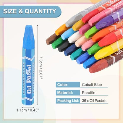PATIKIL Cobalt Blue Oil Pastels, 36Pcs Soft Oil Crayons Pastels Stick Vibrant and Creamy Art Supplies Bulk for Artists Beginners Art Painting Drawing Blending Graffiti Gallery - color: Cobalt Blue