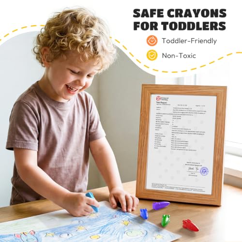 JUPITEARTH Rocket Crayons, Toddler Crayons, Non-Toxic & Washable, 12 Colors | Crayons for Toddlers 1-3, Kids Crayons Ages 2-4, Easy-to-Hold & Mess-Free Coloring Preschool Supplies