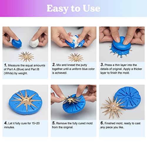 LET'S RESIN Silicone Putty, 1LB/40A Mold Making Kit | Non-Toxic, Strong & Flexible, Easy 1:1 Mixing Ratio for Reusable Silicone Molds, Resin, Soap