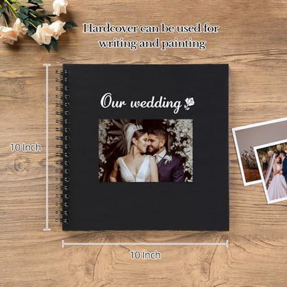 potricher 10 x 10 Inch DIY Scrapbook Photo Album 40 Pages, Black - color: Black, size: 10 Inch 40 Pages