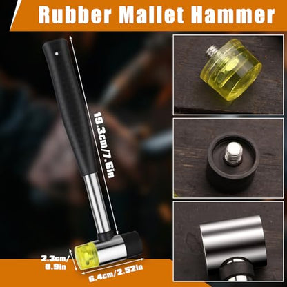 Zlulary 3PCS Rubber Mallet Hammer Leather Mallet Hammer