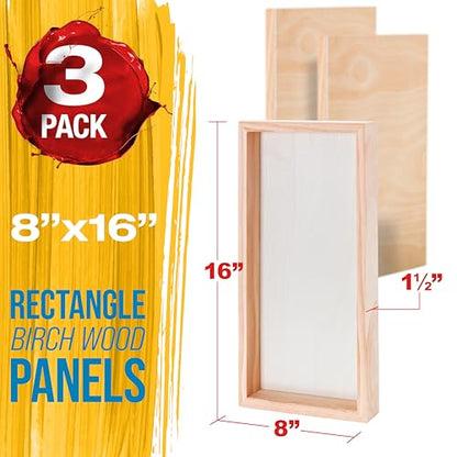 U.S. Art Supply 8" x 16" Unfinished Cradled Wood Panels for Painting - size: 8" x 16"