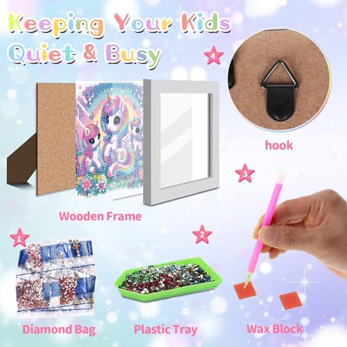 Cartoon Diamond Art Painting Kits for Kids with Frame Ages 4-8-12 (7x7 in) - color: CC110