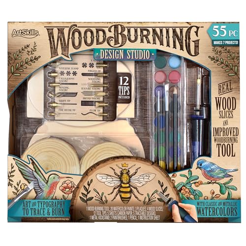 ArtSkills Wood Burning Tool Kit – 55 Piece Complete Woodburning Gift Set | Arts and Crafts Kit, Cool Gifts for Teens and Adults, Fun Crafts DIY Projects, Pyrography Kit