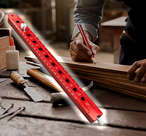 Woodworking Compass Scriber, Portable Aluminum Alloy Woodworking Compass Tool, Adjustable Metric/Inch Arc Drawing Ruler Circle Drawing Ruler Marking Gauge Circle Marking Tool - style: Pocket Compass XL - 1" – 21" Range