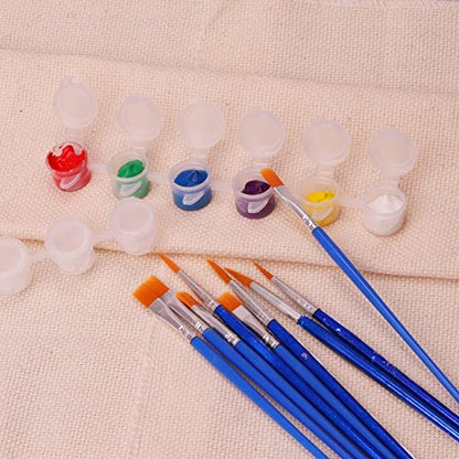 20 Strips 120 Pots Empty Paint Strips Mini Paint Cup Pots Storage Containers with Lids 20 Pieces (10 Miniature Detail+10 Flat Paint Brushes) for Kids Classrooms Schools Paintings Art Festivals - color: 20 Strips+10 Flat+10miniature Brush