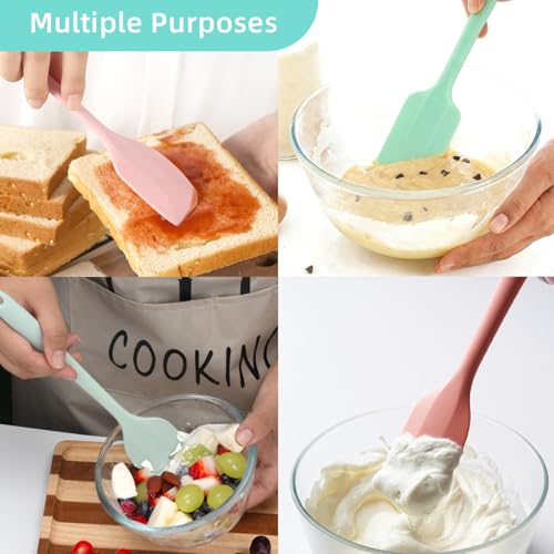 4 Pcs Silicone Spatula Set, Small Rubber Spatulas Silicone Heat Resistant Kitchen Tools for Flexible and Suitable for Kitchen Baking, Cooking, Stirring, and Scraping Seamless One Piece Design (4)