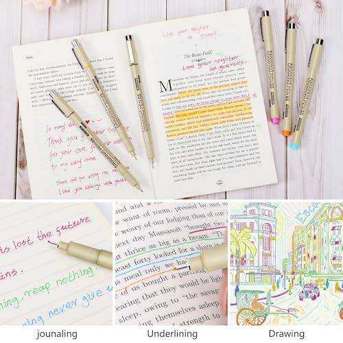 Muchcute Micro Fineliner Drawing Art Pens: 20 Set (12 Colors 01 & 8 Black) - color: 20 Set (12Colors01+8Black)