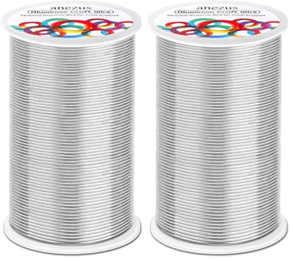 Anezus Bendable Craft Metal Wire - 540 Feet, 18 Gauge Flexible Beading Wire for Wreath Making, Jewelry Making, Floral (Silver, 1mm) (Pack of 2) - size: 18 Gauge(1 mm) (Pack of 2)