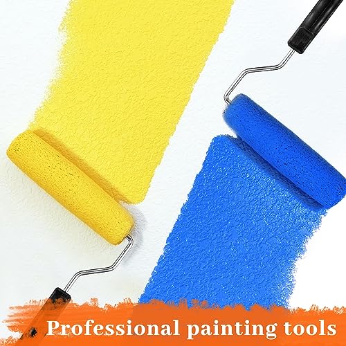 Yeaqee 20 Pcs Paint Roller 4'' Foam Paint Roller with Roller Frame High Density Cover Refills Small Paint Roller Mini Paint Roller Tool for Home Painting, Doors, Cabinets, DIY Projects, Repair Room