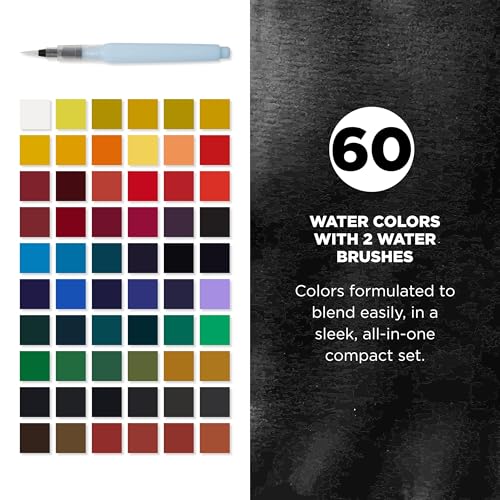 SAKURA Koi Studio Kit, 60 Colors, 2 Water Brushes, 2 Sponges, 2 Palettes