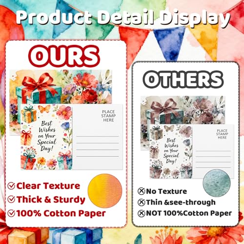 LOTMER 100 Pack 4 x 6 Inch Watercolor Postcards | 100% Cotton 140 lb/300 gsm Blank Watercolor Cards for Painting, Mailing, Invitations, Gift Cards and DIY Art Projects