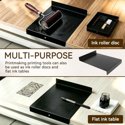 Inking Plate, Bench Hook Inking Plate Block Printing Kit Carving Printmaking Tools with Screw for Block Printing Carving