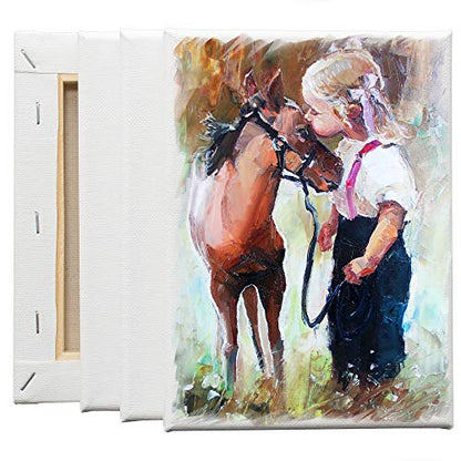 FIXSMITH Stretched White Blank Canvas- 5x7 Inch,Bulk Pack of 12,Primed,100% Cotton,5/8 Inch Profile of Super Value Pack for Acrylics,Oils & Other Painting Media. - size: 5"x7"-12Pack