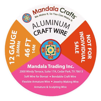 Mandala Crafts 12 Gauge Rose Gold Tone Combo Anodized Aluminum Craft Wire - color: Rose Gold Tone Combo, size: 12 Gauge 46X6 Feet
