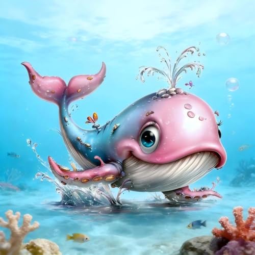 Reluohuo Whale Diamond Painting Kits for Adults, 5D DIY Full Drill Diamond Art Kits for Beginner, Round Gem Art Craft for Home Wall Decor, 12x12 Inch - color: whale
