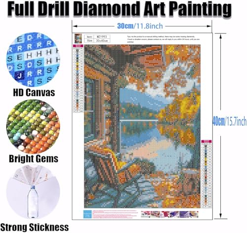 Ekuxom 3 Pack Fall Diamond Art Kits for Adults - Diamond Painting | 5D DIY Round Full Drill Diamond Dot Gem Art Crystal Kits for Home Wall Decor 12x16inch - color: 3 Pack-Fall