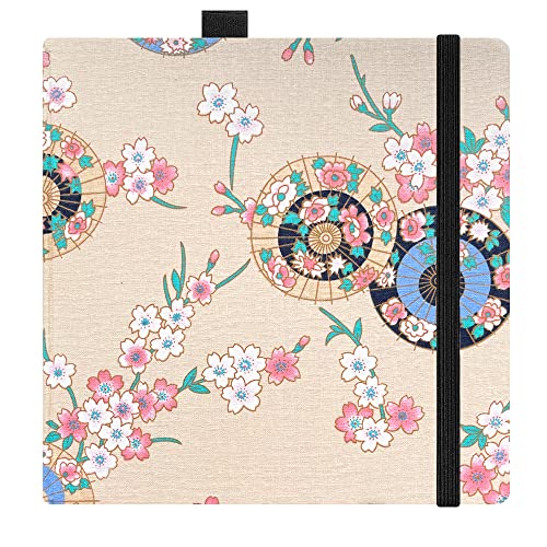 Square 8x8 Bleedproof Marker Paper Pad, 110 GSM Alcohol Ink Bristol Paper Sketchbook, Handmade Journal Hardbound 88 Sheets (176 Pages) Markers Ink Mediums Art Sketch Book Large Apricot Umbrella - color: L-apricot umbrella