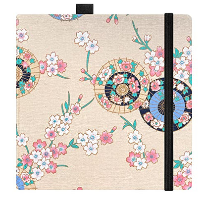 Square 8x8 Bleedproof Marker Paper Pad, 110 GSM Alcohol Ink Bristol Paper Sketchbook, Handmade Journal Hardbound 88 Sheets (176 Pages) Markers Ink Mediums Art Sketch Book Large Apricot Umbrella - color: L-apricot umbrella