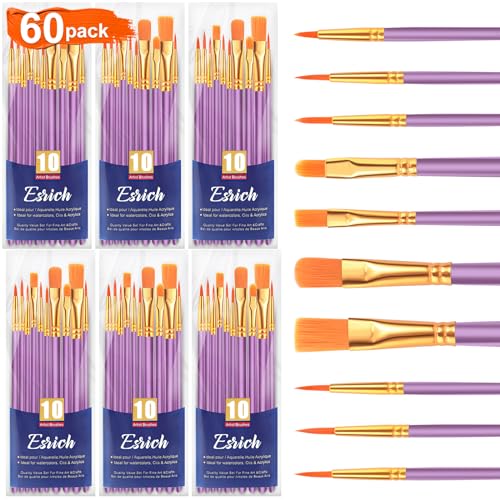 ESRICH 60PCS Paint Brushes, Paint Brush for Acrylic Painting - color: Purple, size: 60