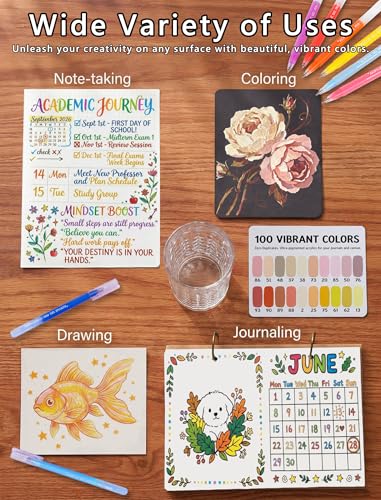 ROSYMENG Acrylic Gel Pens for Coloring 160 Colors, Ultra‑Smooth 1.0mm Tip | Large Capacity, High Opacity, Smooth Ink Flow, Acrylic Paint Pens for Black Paper, Drawing, Journaling, Adults Coloring Books - color: 160 Colors