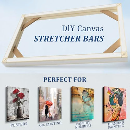 DIY Wooden Canvas Stretcher Bars Canvas Frame Kit for Gallery Wraps – Sturdy Solid Wood Bars for Oil Paintings, Gallery, Posters, Diamond Painting, Home Studio Wall Decor - size: 20"L x 32W"