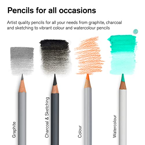 Winsor & Newton Studio Collection, Sketching Pencils, Set of 10 | Soft, Thick Core pencils, Varied Hardness, Soft Smooth Texture, Easy Blending, Stylish Metal Tin Included, High Quality Lead - style: 10 Sketching Pencils