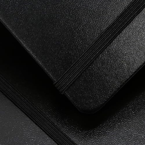 Hardcover Notebook Blank Journal Sketchbook for Drawing, Medium 5.5 by 8.4 Inch, 100 GSM Thick Paper (Black, Plain) - color: Black