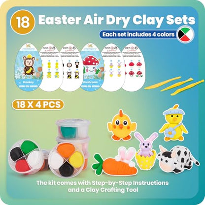 Air Dry Clay Kits,18 Animals Modeling Magic Clay for Kids, DIY Model Magic Clays,18 Set Molding Clays, Ultra Light, Soft & Non-Sticky, Arts and Crafts Gift for Kids